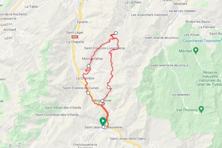 Road cycling routes around St Jean du Maurienne