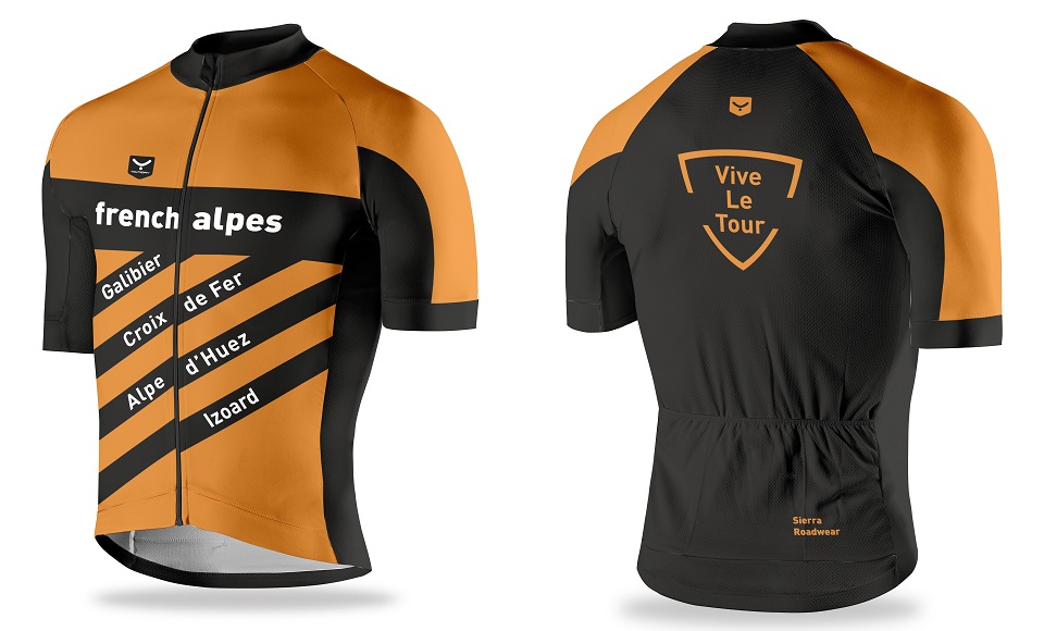 Exclusive French Alpes cycling jersey; Galibier, Alpe d’Huez, Croix de Fer and Izoard
