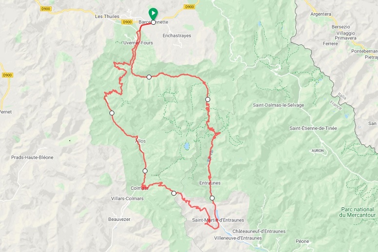 Barcelonette road cycling map