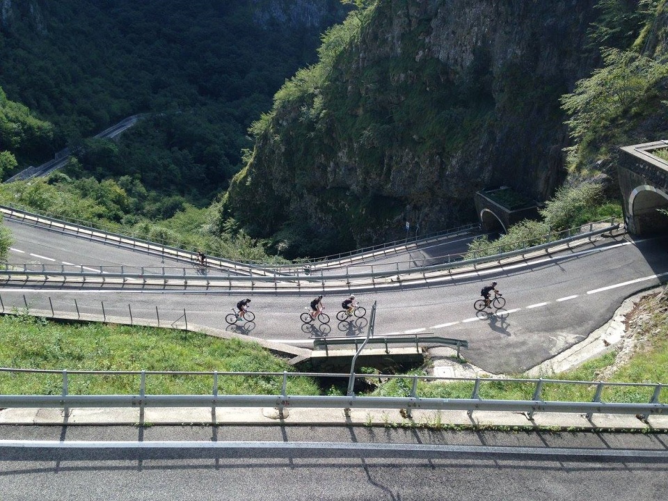 San Boldo Pass and its tunnel switchbacks on the ride to the Dolomites