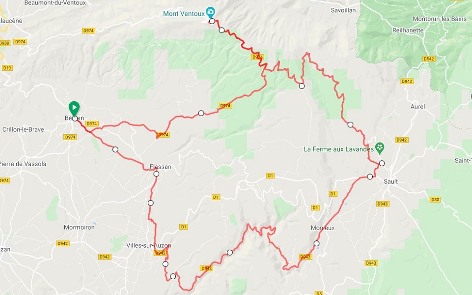 Mont Ventoux road cycling maps