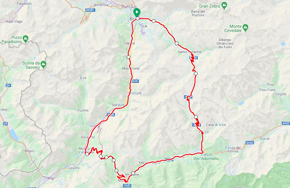 Mortirolo & Gavia Pass road cycling map