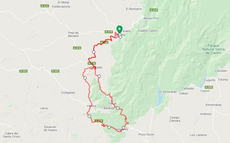 Cazorla road cycling map