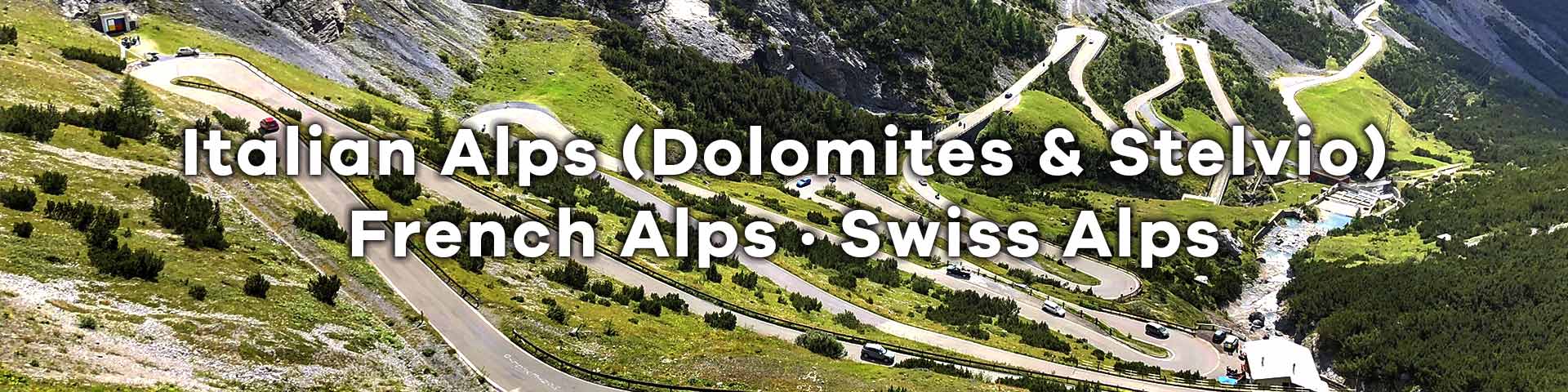 The switchbacks of Passo Fedaia in the Dolomites