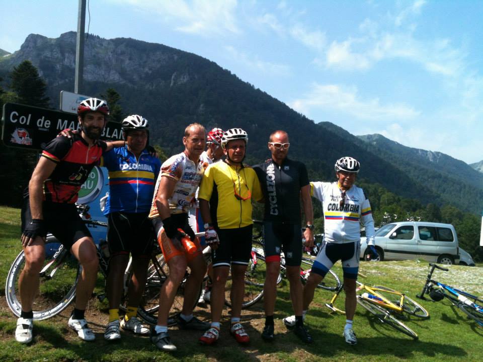 Colombian friends at the summit of Col de Marie Blanque