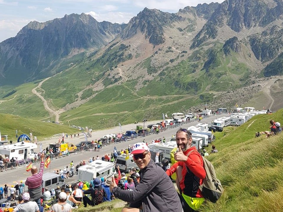 Watching the Tour de France from Col du Tourmalet